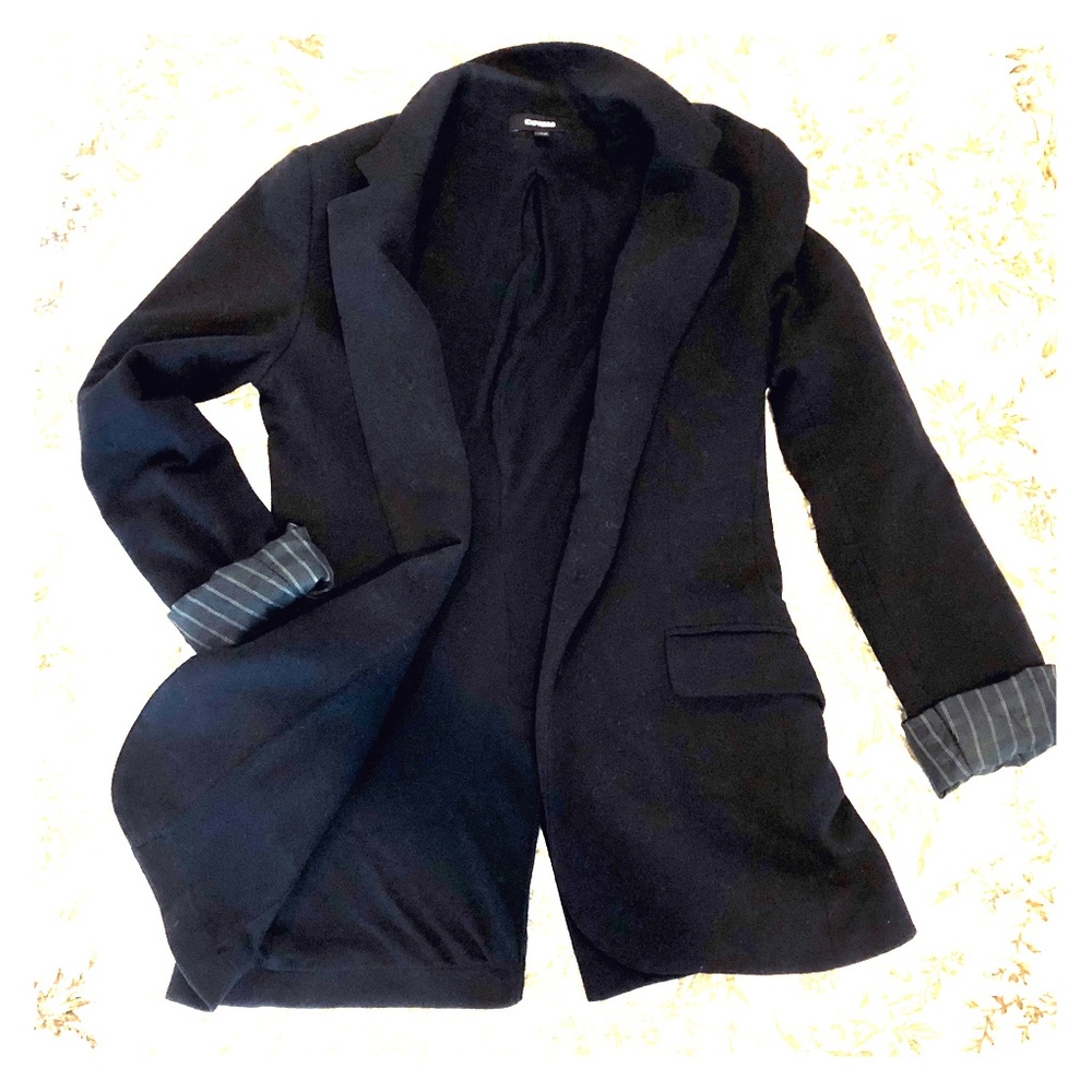 Express Black Blazer with Pinstripe Cuff